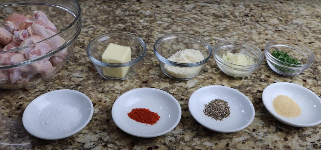 ingredients for garlic parmesan wings